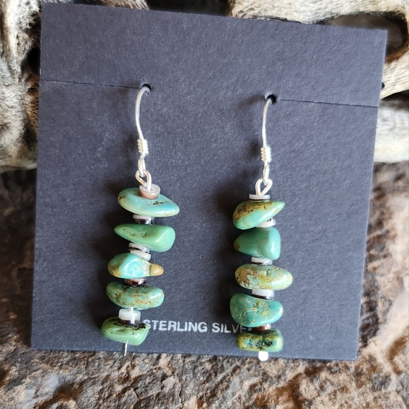 Sterling Silver Genuine Turquoise 2 strand Necklace Set - Picture 4 of 17